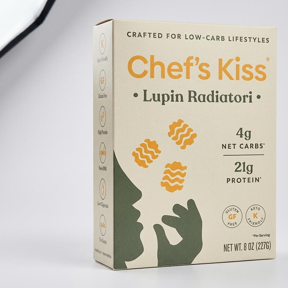 Low Carb Radiatori Pasta (4 pack), Lupin Protein Blend, Keto Friendly High Fiber, 2-Box Pack