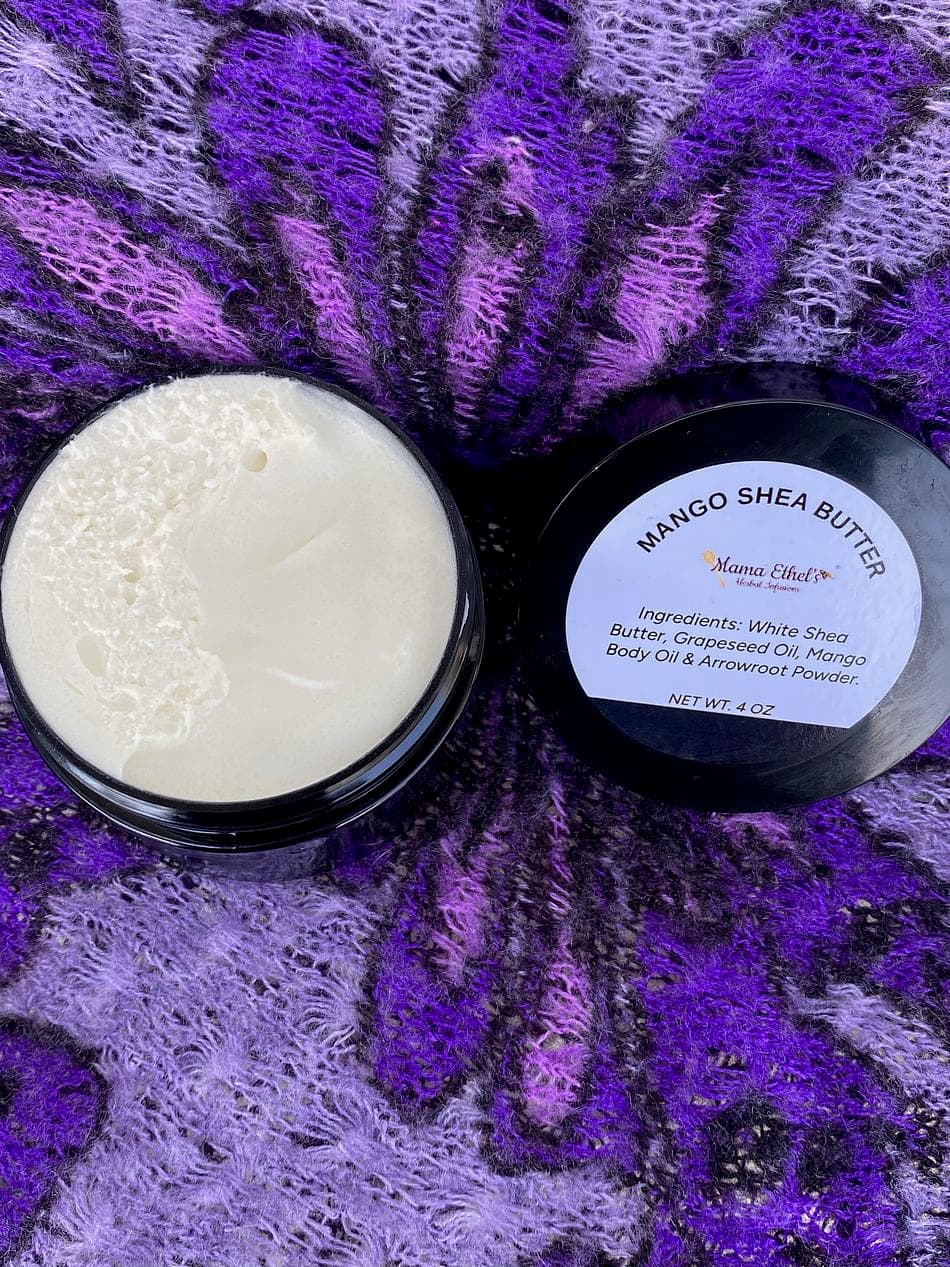 Mango Scented Shea Butter Body Butter, Whipped Moisturizer for Dry Skin, White Label, 4 oz