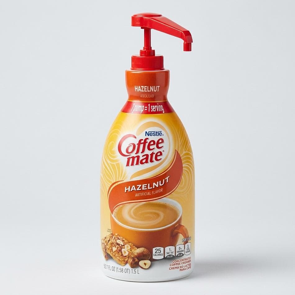 Hazelnut Liquid Coffee Creamer, Pump Bottle, Rich Nutty Flavor, Mess-Free Dispensing, 1 L (33.8 fl oz)