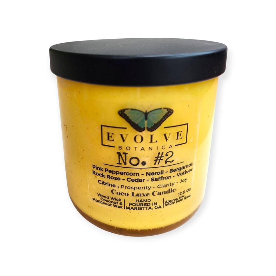 Coconut Apricot Wax Candle, Pink Peppercorn Neroli Saffron, Citrine Crystal, Wooden Wick, 11 oz, 60+ hr