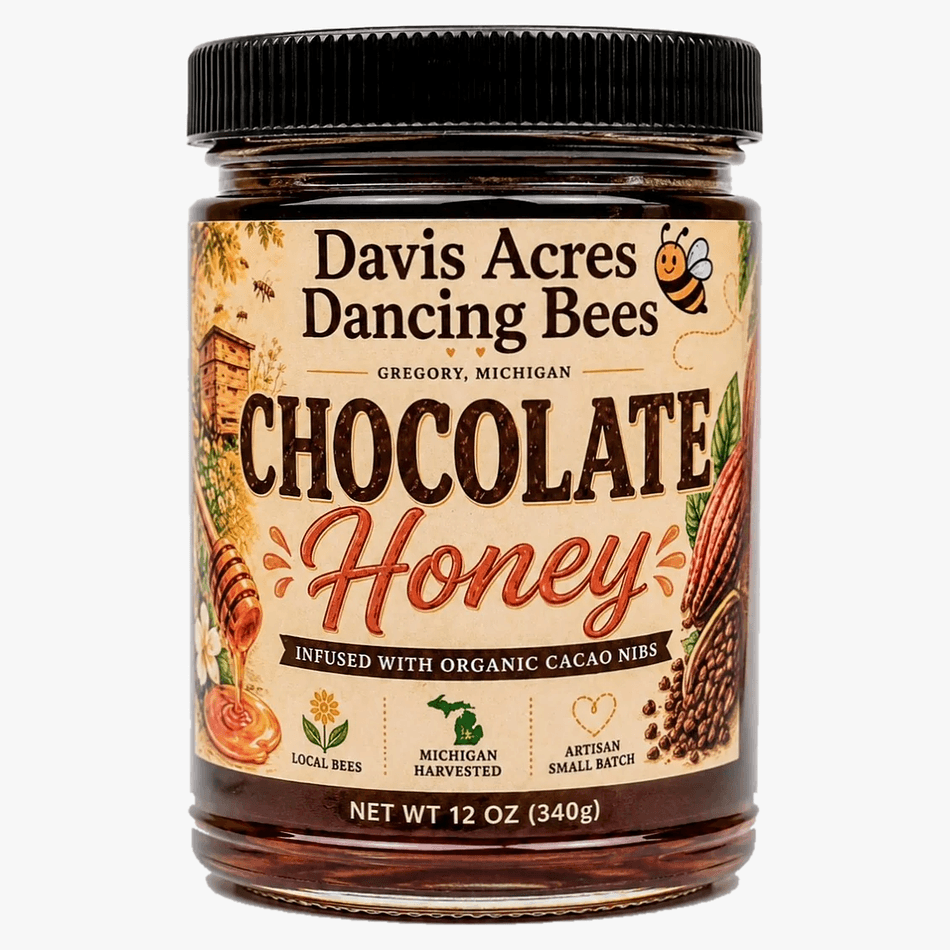 Chocolate Infused Raw Honey, Organic Cacao Nibs, Rich Cocoa Flavor, 12 oz Jar