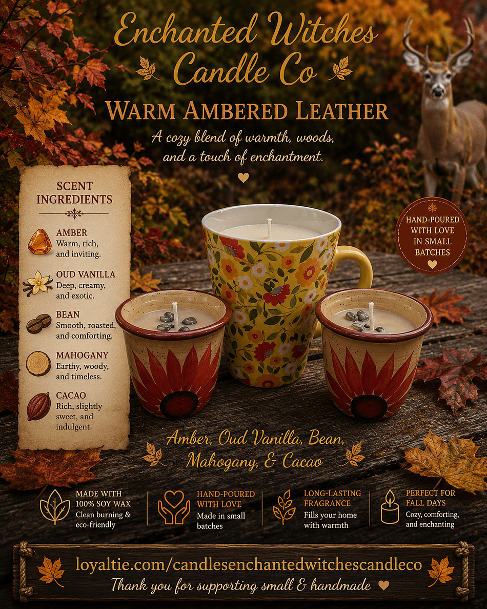 Warm Ambered Leather Candles
