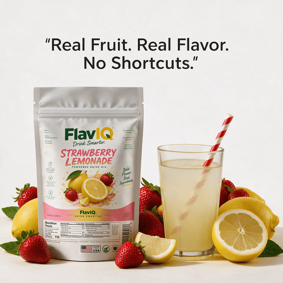 FlavIQ Strawberry Lemonade Powder | Strawberry Lemon Drink Mix with Real Fruit