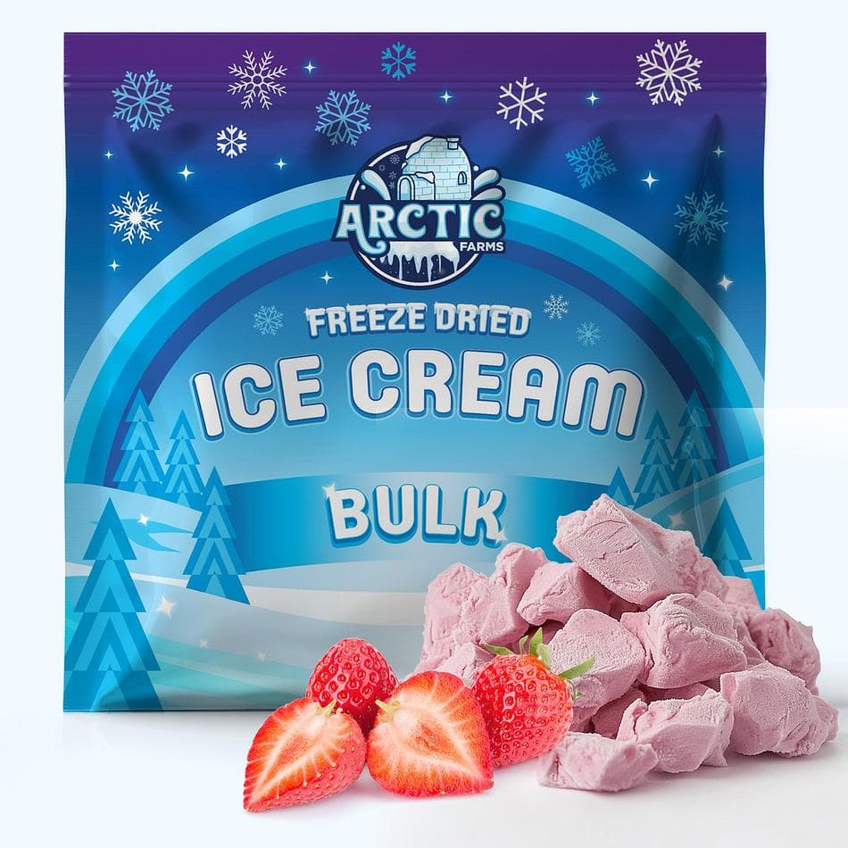Freeze-Dried Ice Cream Bits, Strawberry, No-Melt Crunchy Snack, Shelf-Stable, Bulk Bag (1 lb)