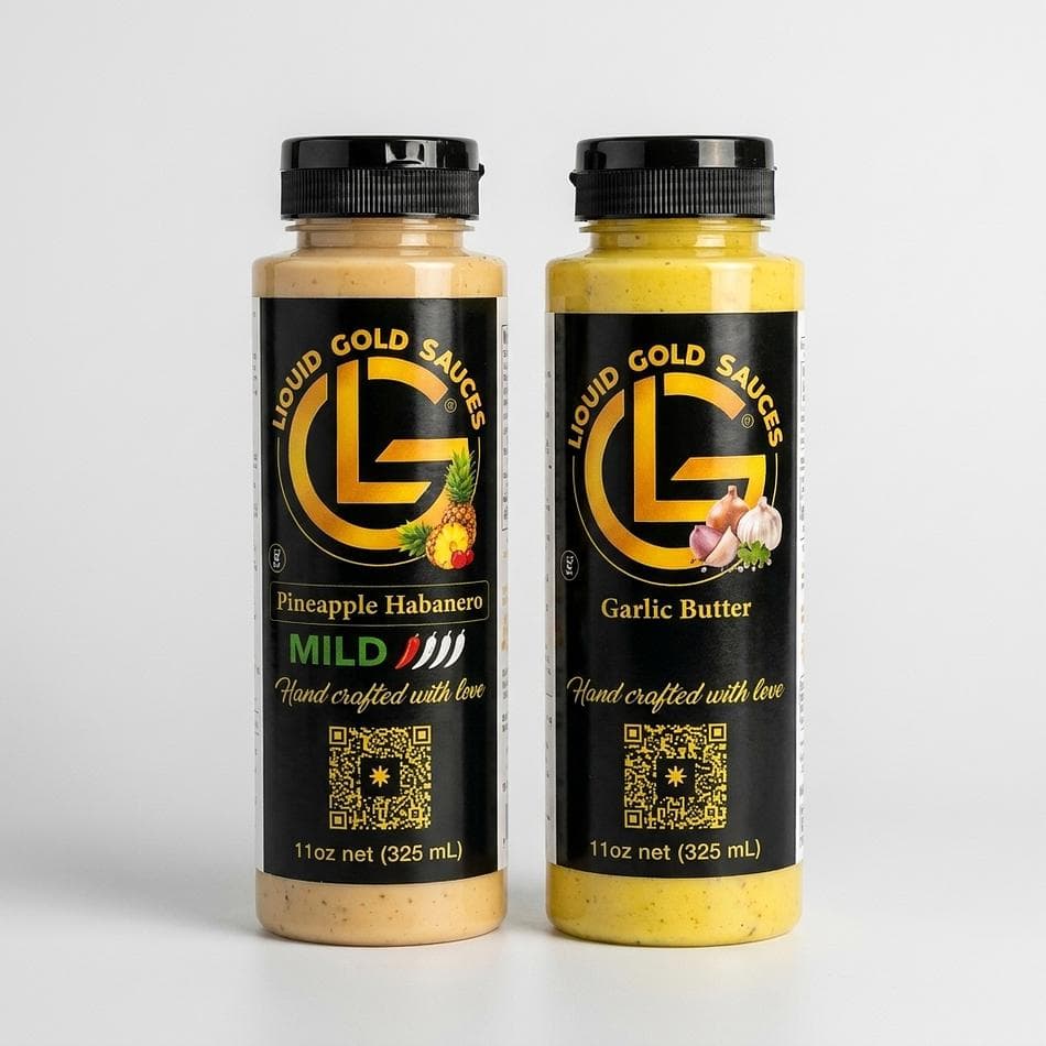 Garlic Sauce & Pineapple Habanero Mild Sauce Combo Pack, Garlic & Pineapple, Mild Heat, 2-Bottle Set