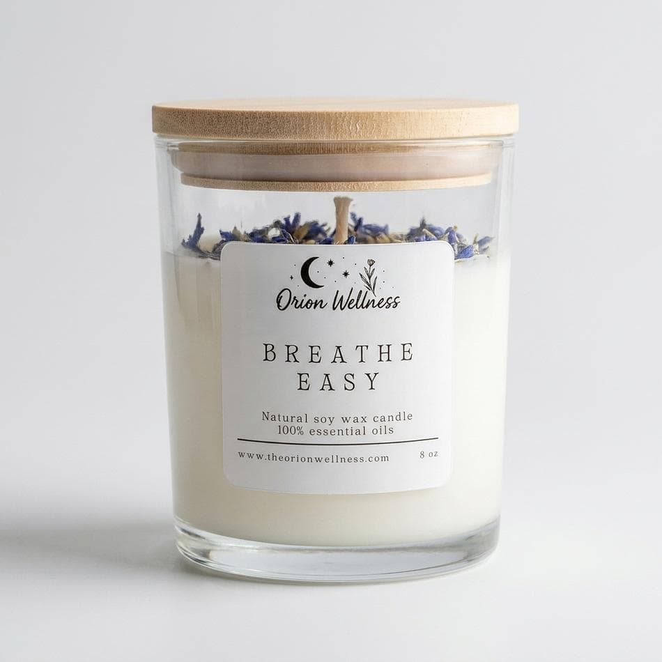 Soy Aromatherapy Candle, Eucalyptus Peppermint Tea Tree, Clear Mind & Fresh Air, 8 oz Jar, 40–45 hr Burn