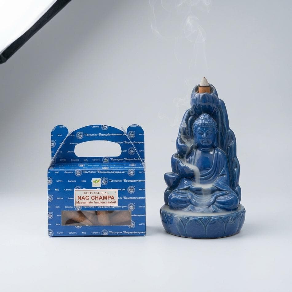 Backflow Incense Cones, Nag Champa, Sandalwood & Floral Aroma, Relaxing Meditation Scent, 24-Cones Box