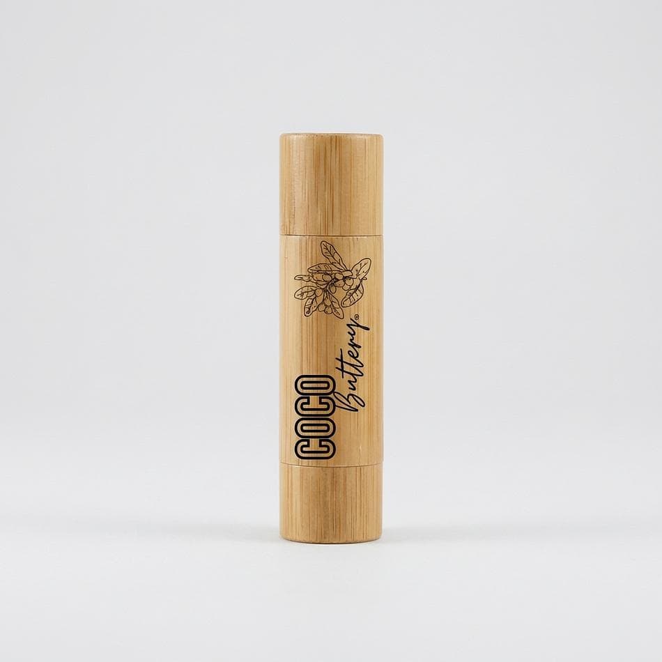 Fragrance-Free Lip Balm Stick, Shea & Cocoa Butter + Coconut Oil, Deep Hydration, Bamboo Tube, 0.15 oz