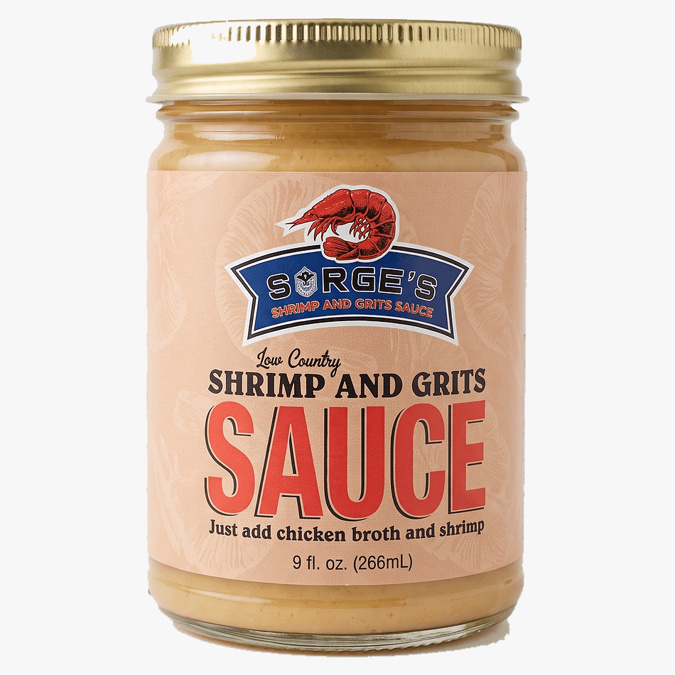 Shrimp & Grits Simmer Sauce, Low Country Style, Savory Southern Gravy Base, Easy Add Broth + Shrimp, 9 oz Jar