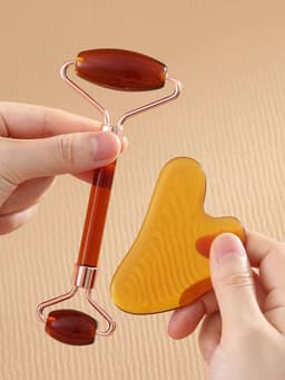 1pc Facial Roller Massager 1pc Gua Sha Board-19