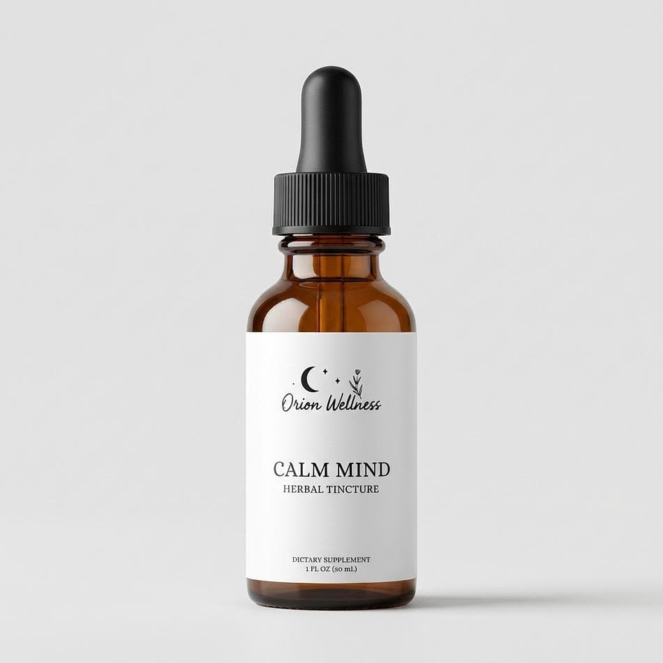 Herbal Calm Tincture, Holy Basil & Lemon Balm, Stress & Nervous System Support, 100 Proof Extract, 1:5 Ratio