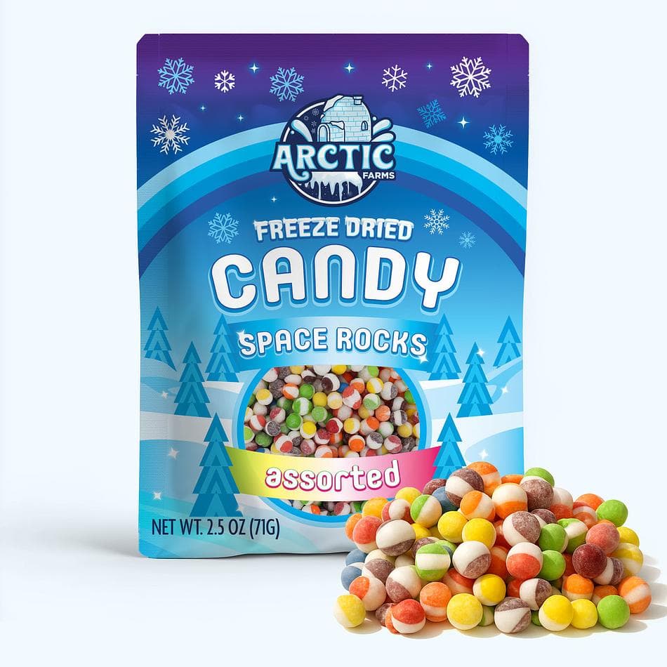 Freeze-Dried Space Rocks, Assorted, Ultra-Crunchy, Flavor-Bursting Fruity Bites, Pack of 3 Resealable Bags (2.5 oz each)