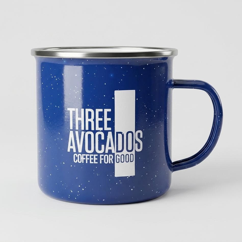 Enamel Campfire Mug, Steel Speckled Blue, Coffee & Tea Cup, Outdoor Camping, 15 oz