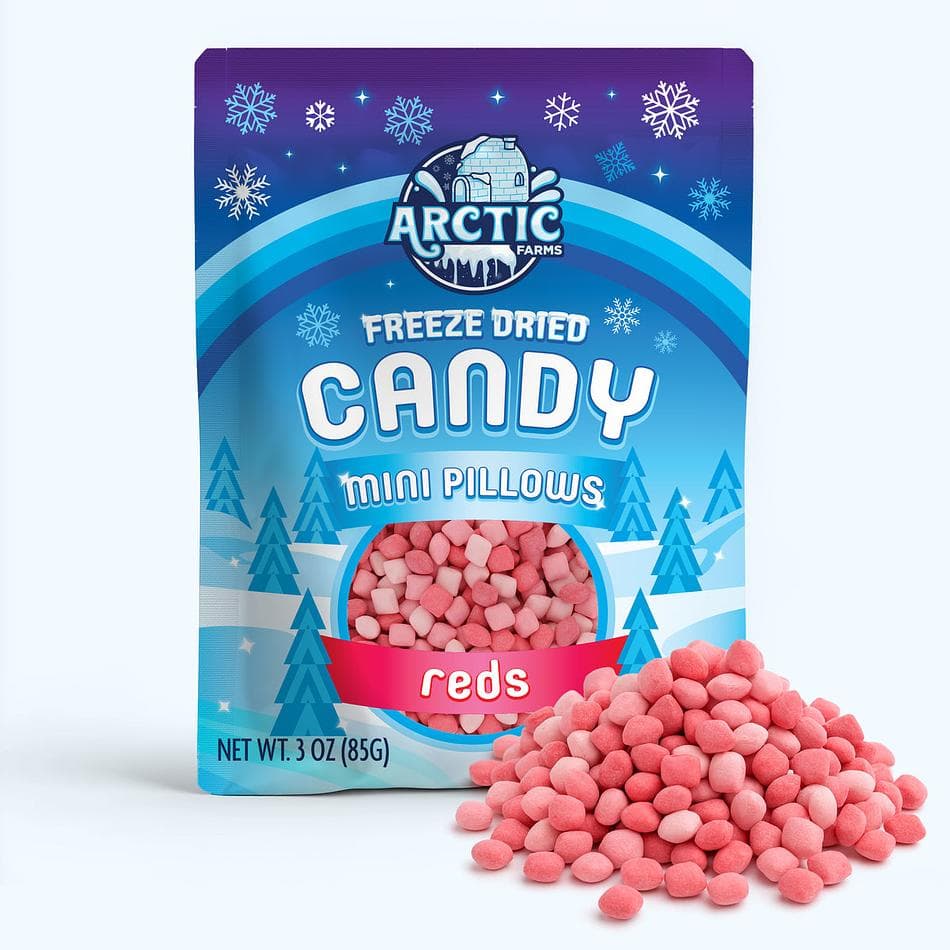 Freeze-Dried Mini Pillows, Fave Reds, Light, Airy, Ultra-Fruity Candy Bites, Resealable Bag (3 oz)