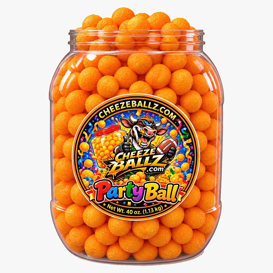 Party Size Cheese Balls Snack, Nacho Cheese Flavor, Crunchy Cheese Puffs, 40 oz Party Ball (10 Pouches Equivalent)