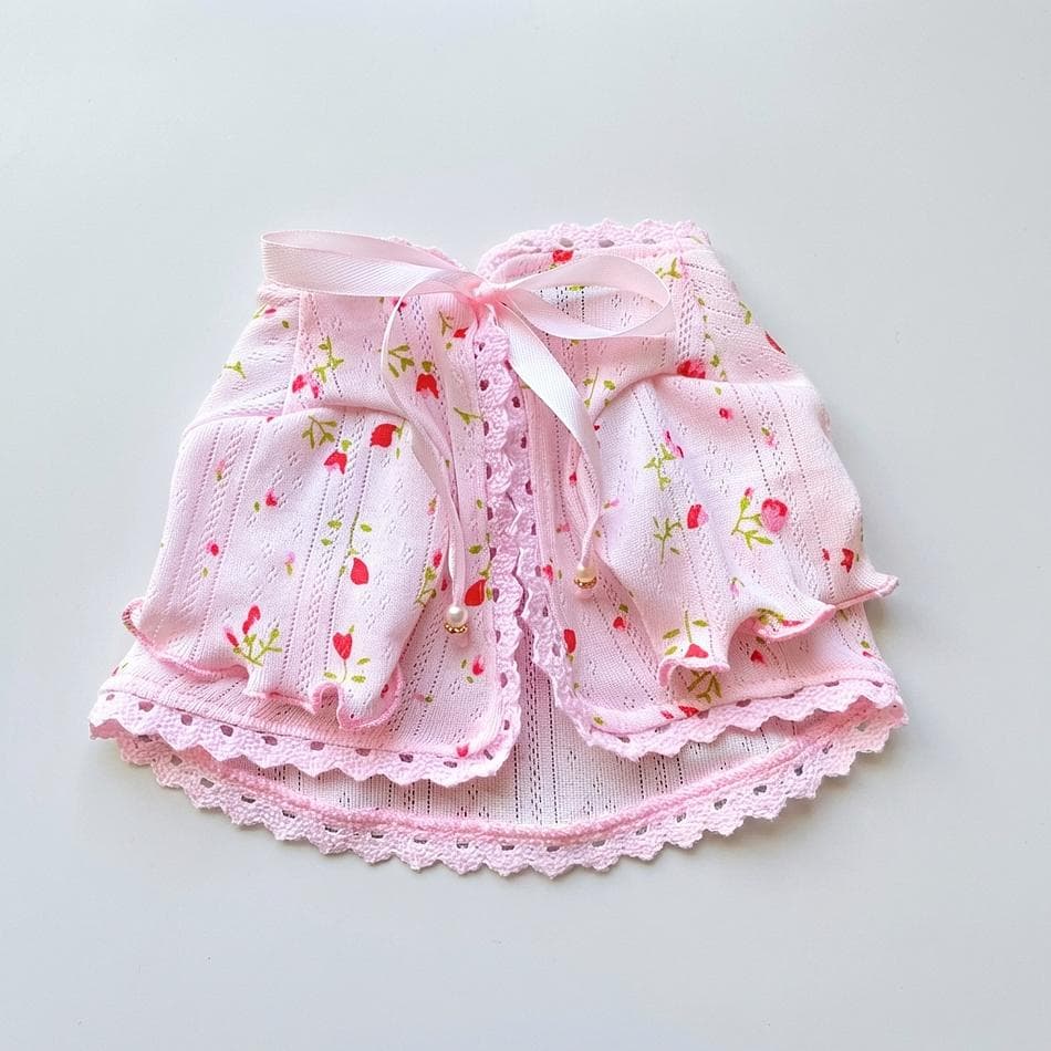 Dog Cardigan Sweater, Combed Cotton, Breathable Warm-Weather Layering, Pearl Bow Detail, Sizes XS–XXL