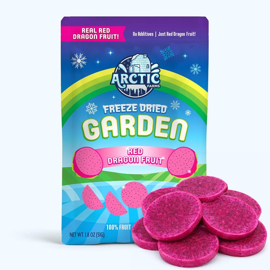 Freeze-Dried Red Dragon Fruit Slices (Red Skin, Red Flesh), Vibrant, Sweet, Bold Exotic Crunch, Large Resealable Bag (1.3 oz)