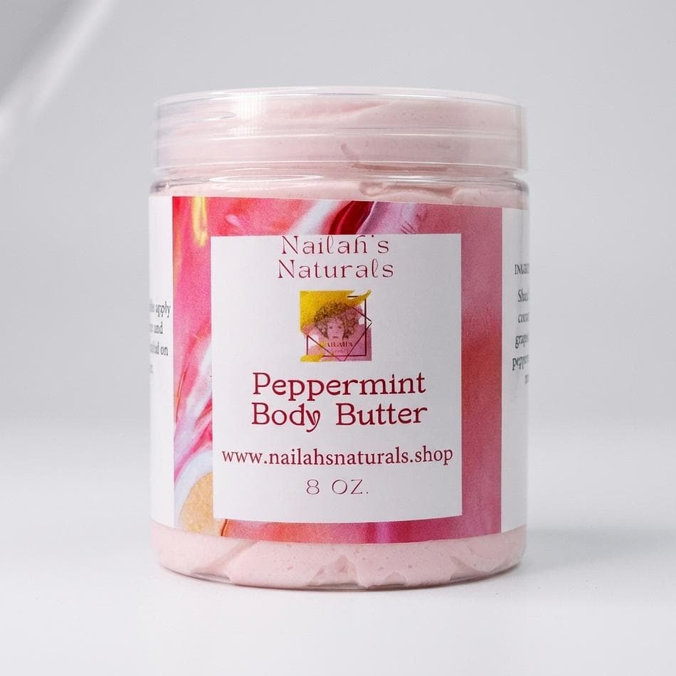 Peppermint Whipped Shea Body Butter, Shea & Coconut Oil, Deep Moisture for Dry Skin, 8 oz Jar