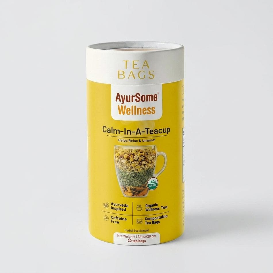 Organic Herbal Tea & Einkorn Cookie Gift Box, Rose + Chamomile Lemon Balm, Calming Caffeine-Free, 45 Tea Bags + 12 Biscuits