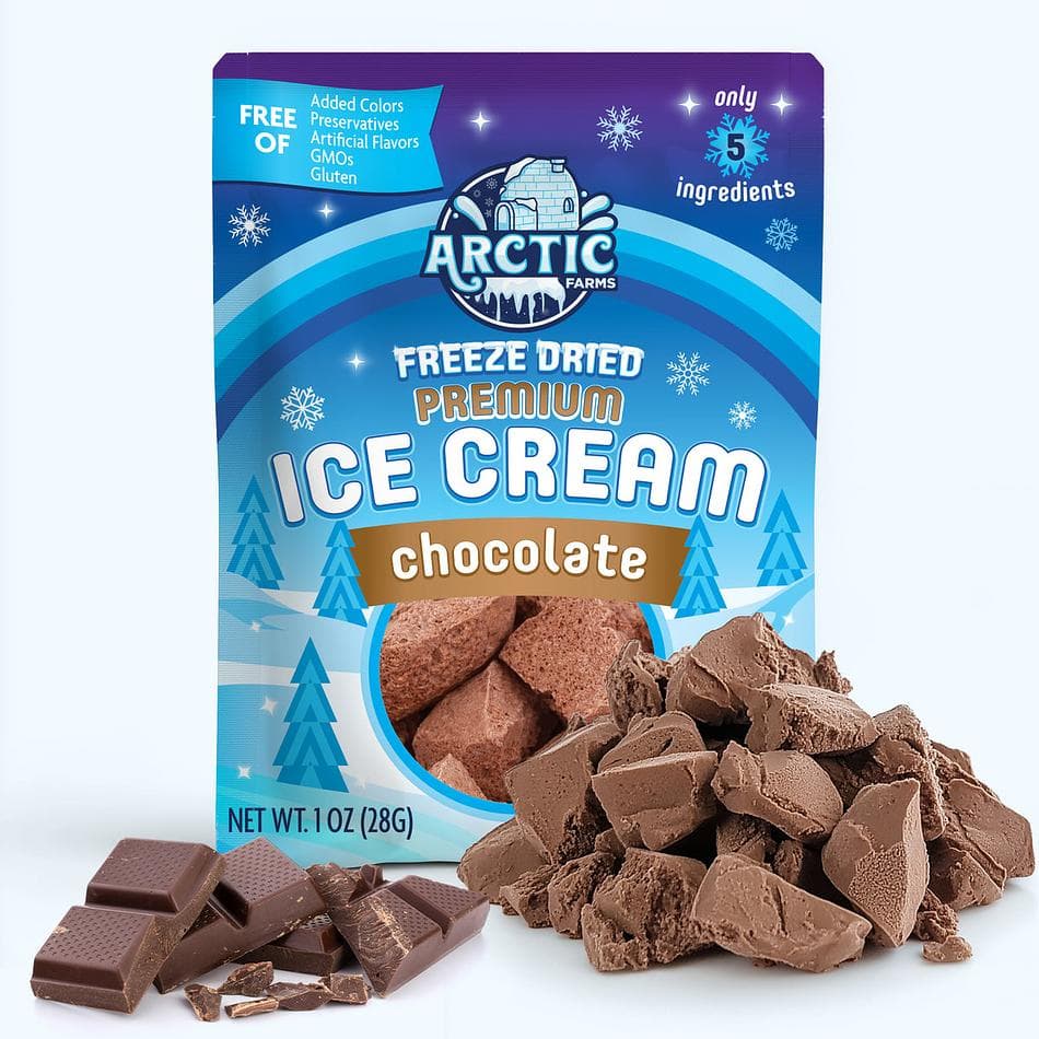 Freeze-Dried Chocolate Ice Cream Bites, Cream & Cocoa, Clean Label 5 Ingredients, Shelf-Stable Snack, Pack of 3 Resealable Bags (1 oz each)
