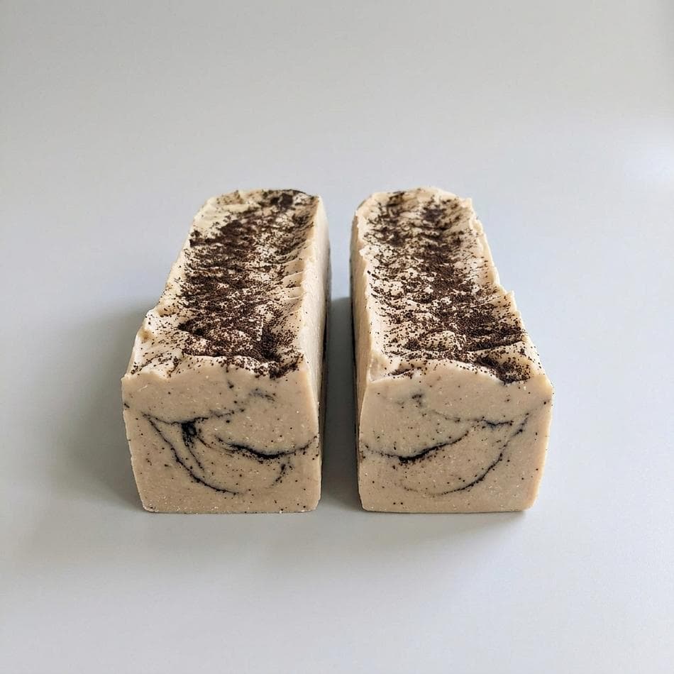 Coffee Scrub Soap Bars, Coconut Olive & Grapeseed Oils + Shea Butter, Gentle Exfoliating Body Cleanser, 2-Pack