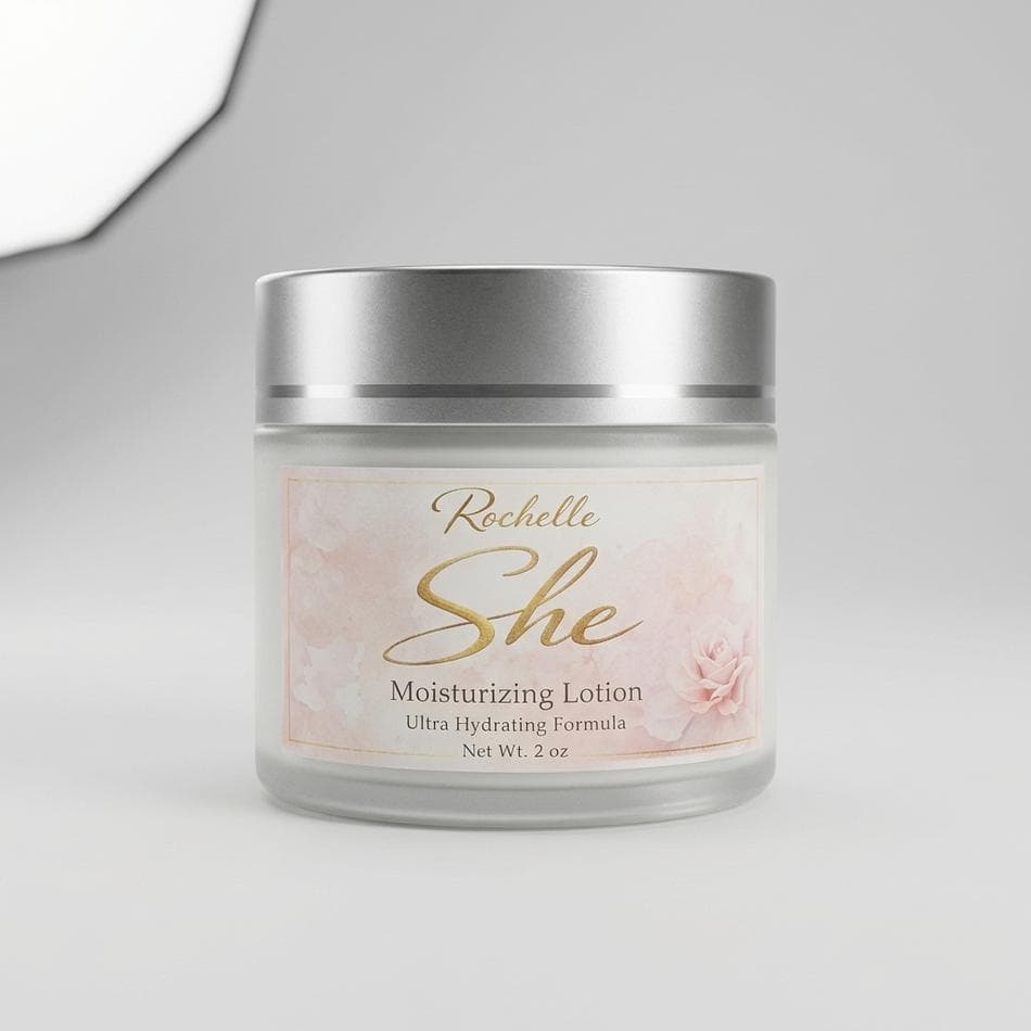 SHE - Moisturizing Body Lotion, Sweet Almond & Jojoba Oils + Vitamin E, Soft Glowing Skin, Baccarat-Inspired Scent, 2 oz