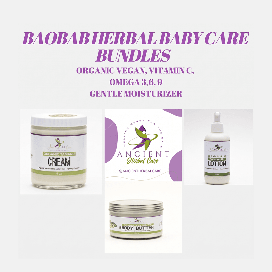 Organic Baobab Baby Bundle, Baobab Fruit, Omega 3-6-9 + Vitamins C & E, Baby Wellness Set, Bundle
