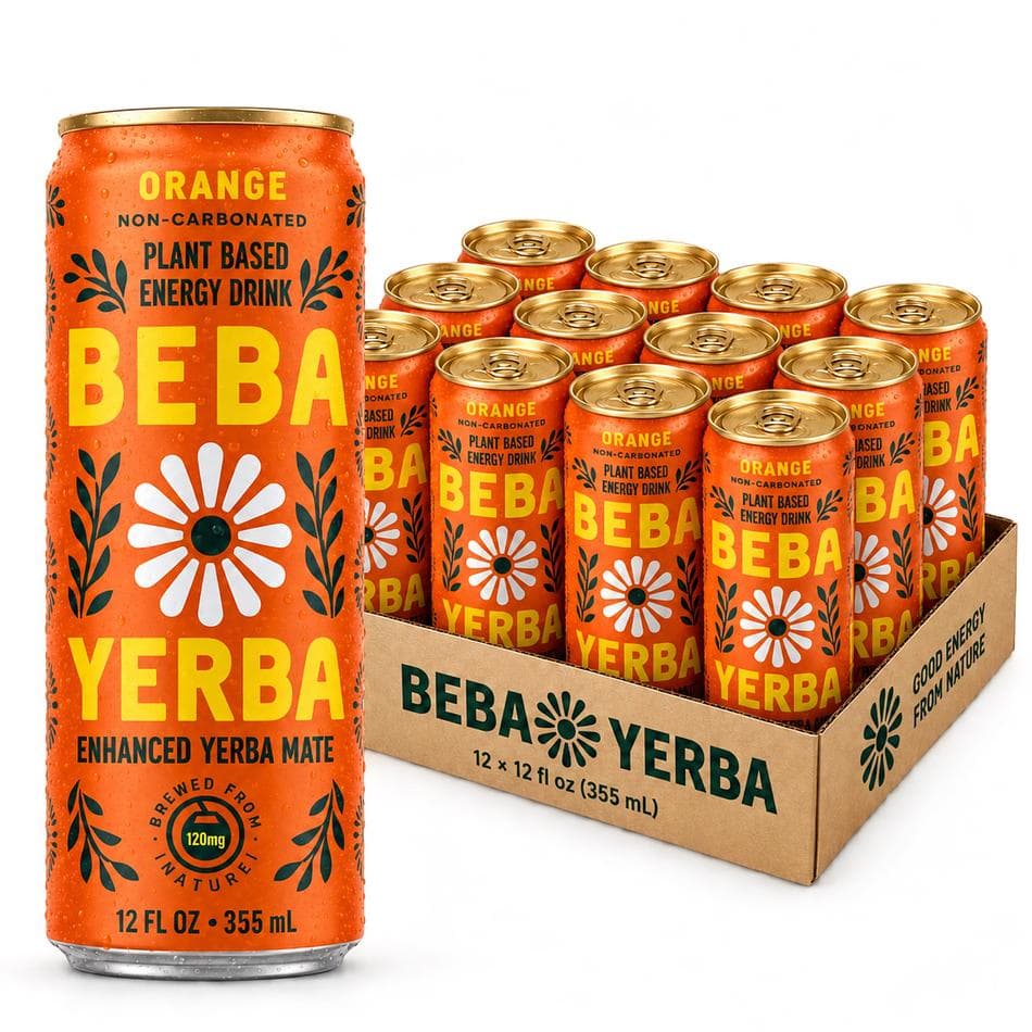 BEBA YERBA — Naranja (Orange) Functional Yerba Mate Energy Drink (12-Pack)