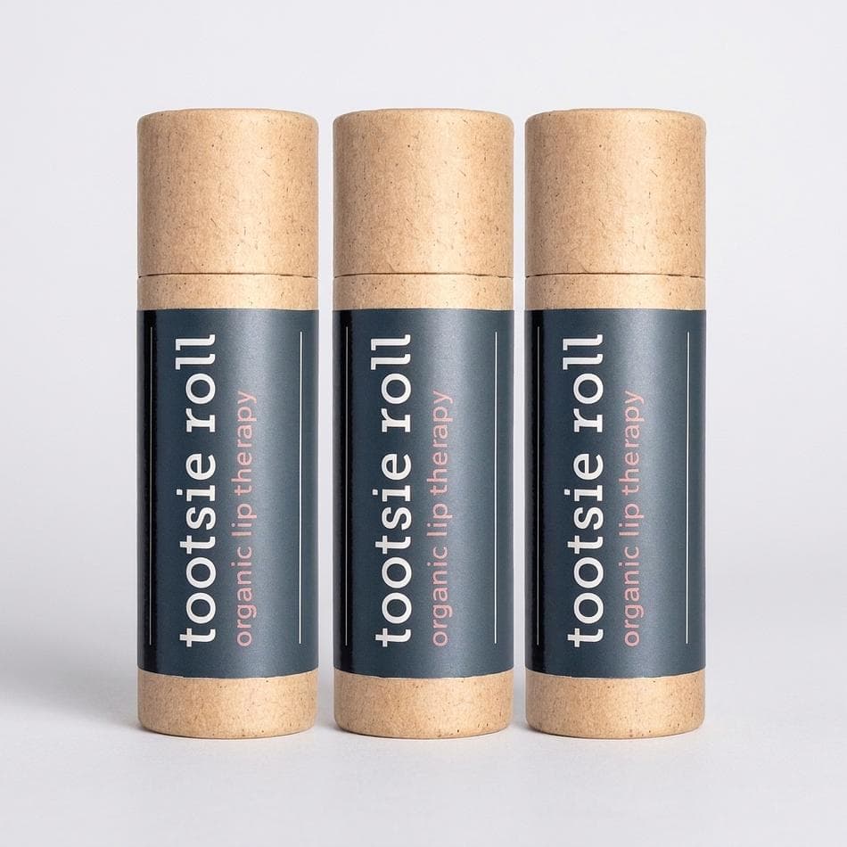 Tallow Lip Balm Set, Tootsie Roll Scent, Long-Lasting Moisture, Eco Push-Up Tubes, 3-Pack