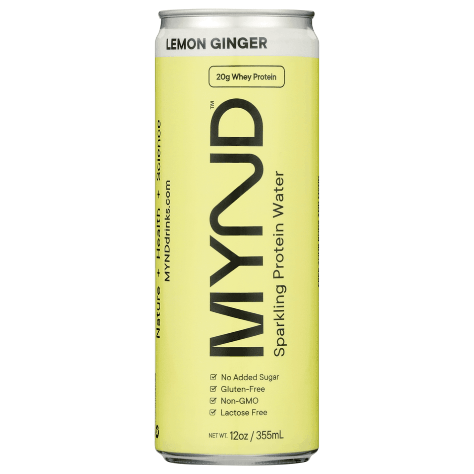 Sparkling Protein Water, Whey Protein Isolate, Lemon & Ginger, Zero Sugar, 20g Protein, 81 Calories, 12-Pack (12 fl oz)