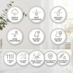 Gentle Face Steamer for Facial Deep Cleaning, 11-PC | Facial Steamer for Proactive Acne Treatment Unclogs Pores &amp; Treats Allergies | Facial Skin Care Products Includes Needles &amp; Tweezers-11