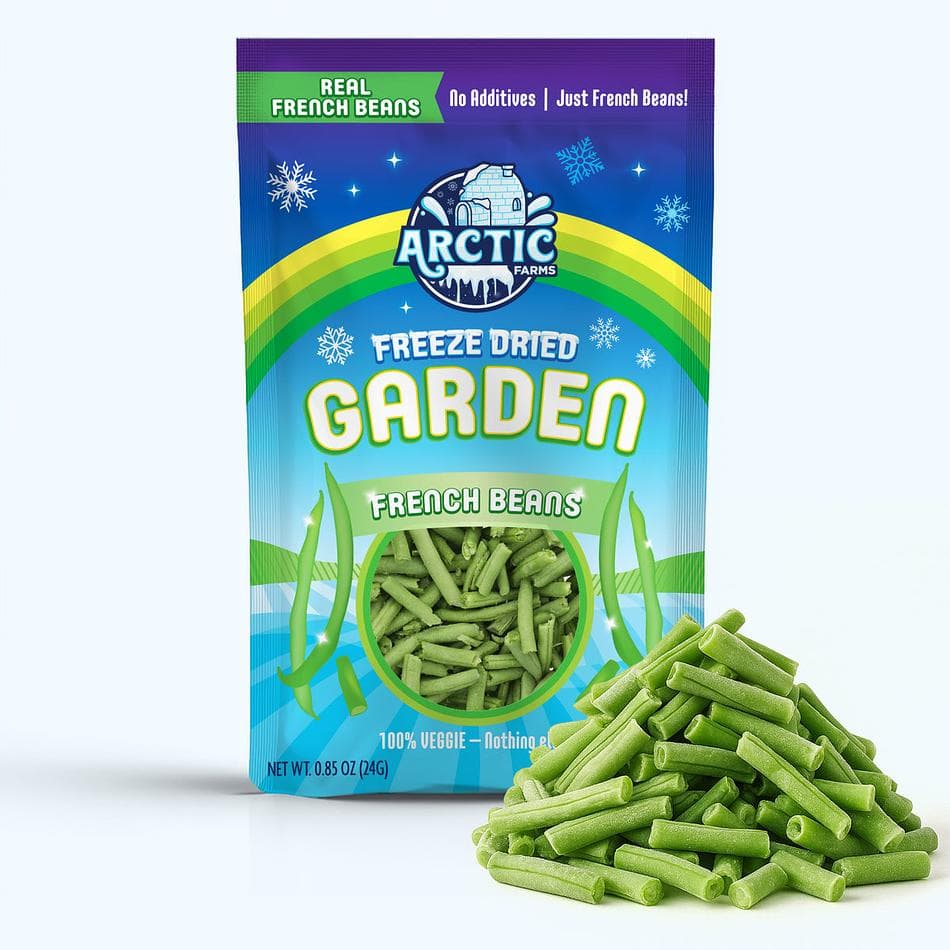 Freeze-Dried French Beans, Crisp, Tender, Single-Ingredient Vegetable Snack, Large Resealable Bag (0.85 oz)