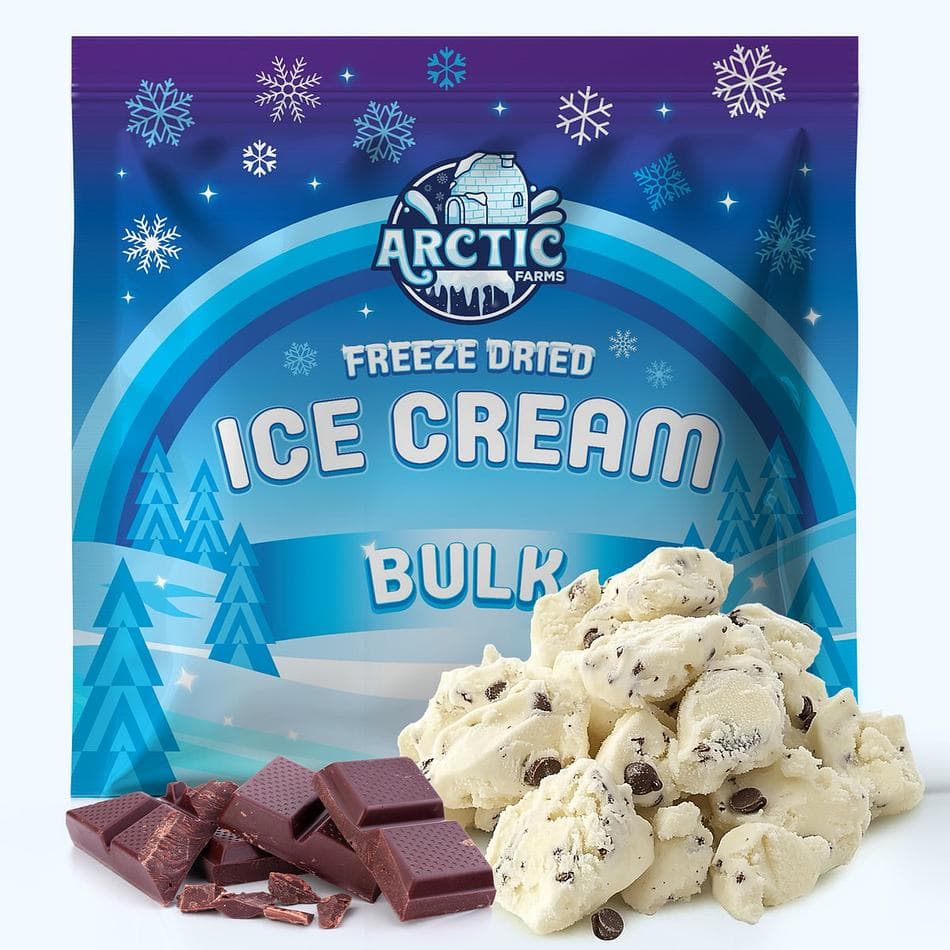 Freeze-Dried Ice Cream Bits, Chocolate Chip, No-Melt Crunchy Snack, Shelf-Stable, Bulk Bag (1 lb)