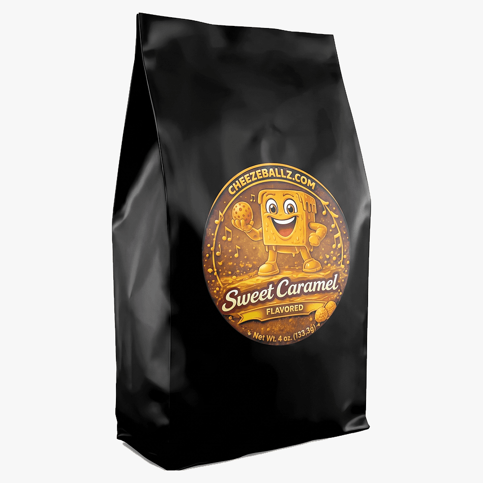 Caramel Flavored Cheese Balls Snack, Sweet & Salty Crunch, Gluten-Free, Resealable Pouch, 4 oz