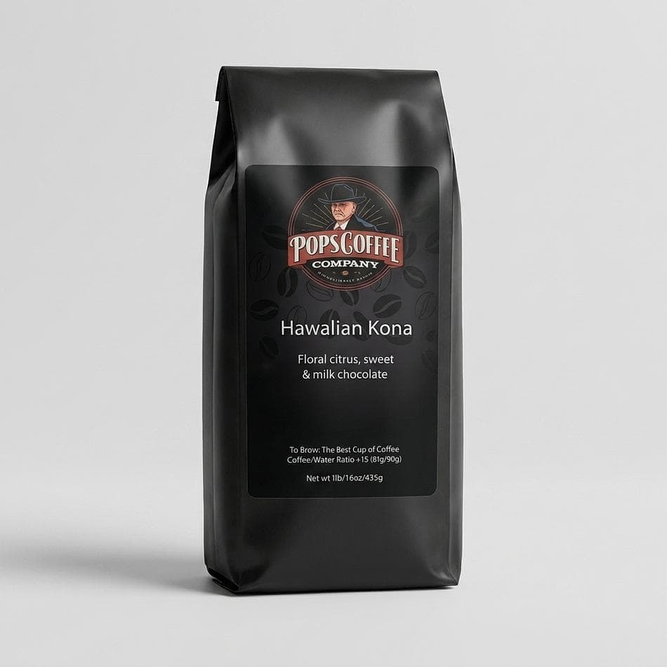100% Kona Coffee Beans, Air-Roasted, Floral Citrus & Milk Chocolate Notes, 1 lb Bag (Whole Bean/Ground)
