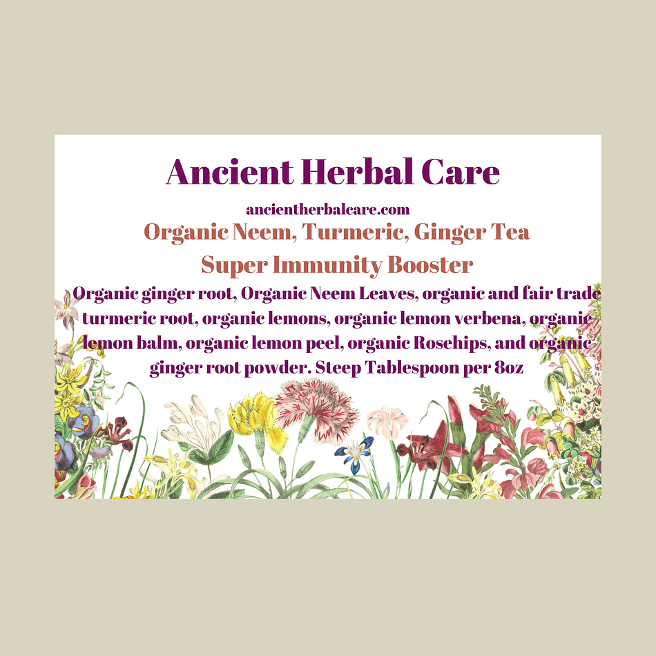 Organic Loose Leaf Herbal Tea, Neem Leaf & Turmeric Root + Ginger, Immune Support Blend, 8 oz Bag