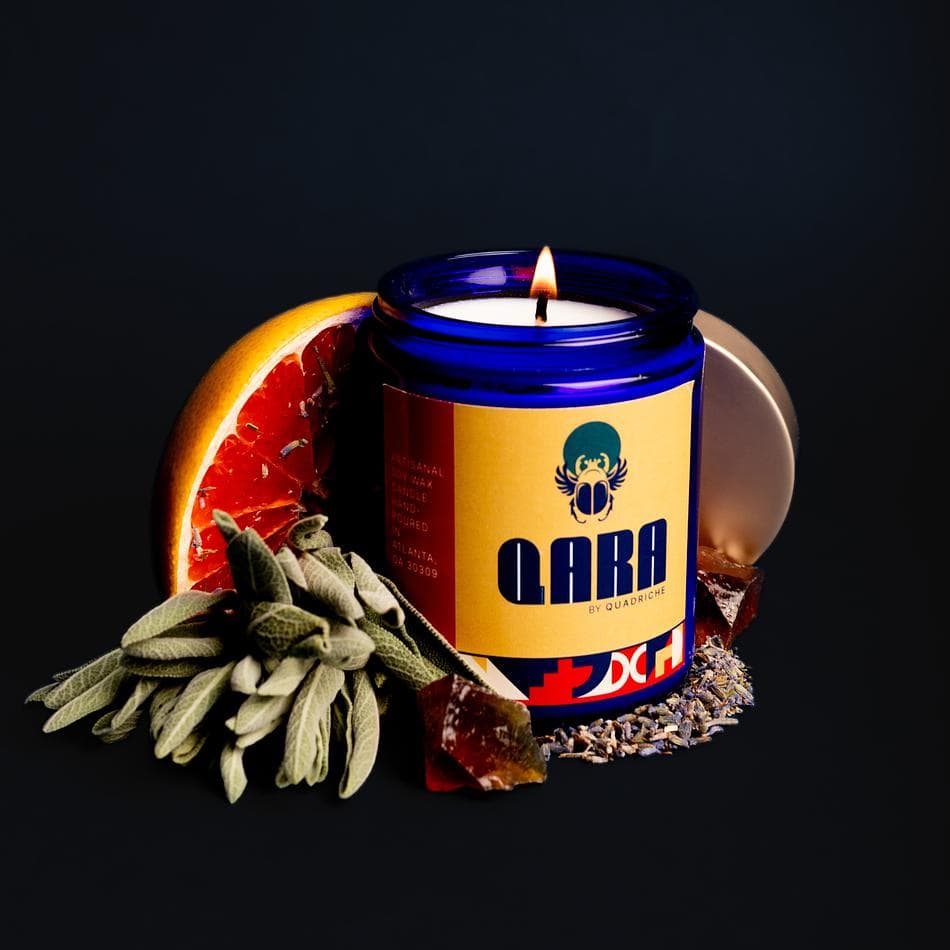 MAORI FOREST by Quadriche Soy Jar Candle, Grapefruit Sage Lavender & Oakmoss Amber, Fresh Forest Scent, 8 oz Cobalt Glass