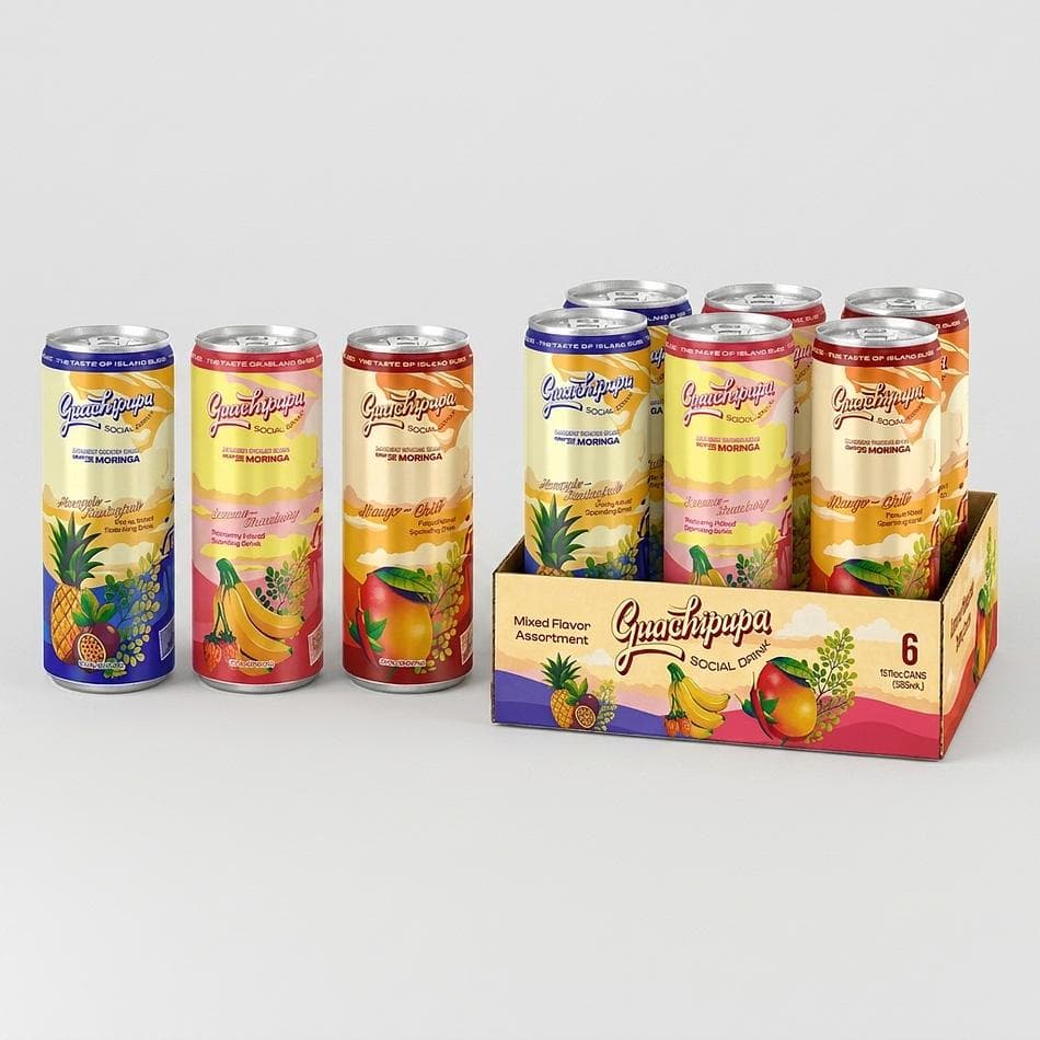 Functional Moringa Sparkling Soda Variety Pack, Low Sugar, No Artificial Sweeteners, Mood Trio Sampler, 6 Cans (2 Focus/2 Party/2 Recovery)