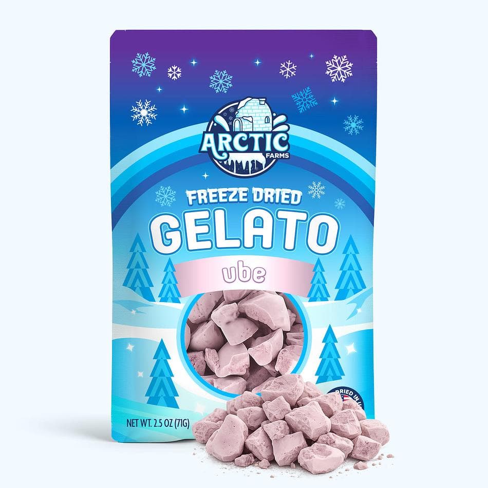 Freeze-Dried Gelato Bites, Ube Purple Yam Flavor, Crunchy No-Melt Dessert Snack, Large Resealable Bag (2.5 oz)