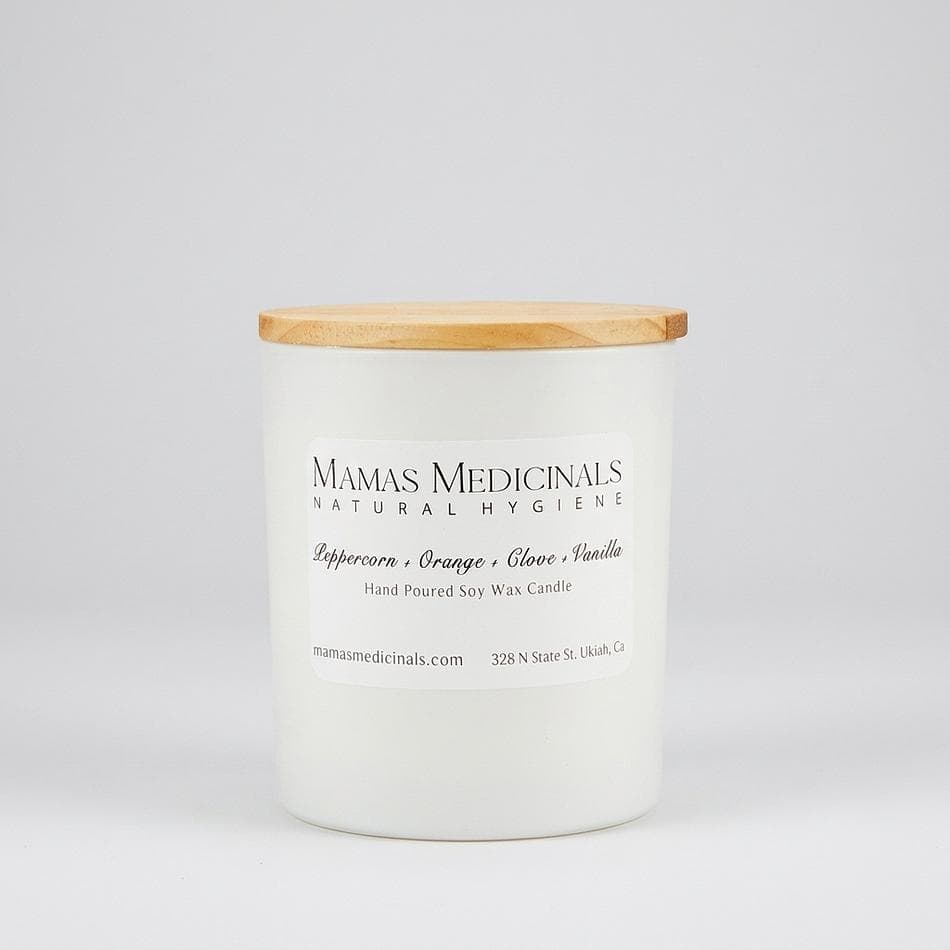 Paraffin-Free Soy Wax Candle, Peppercorn Orange Clove & Vanilla, Clean-Burning Cozy Scent, Small or Large Jar