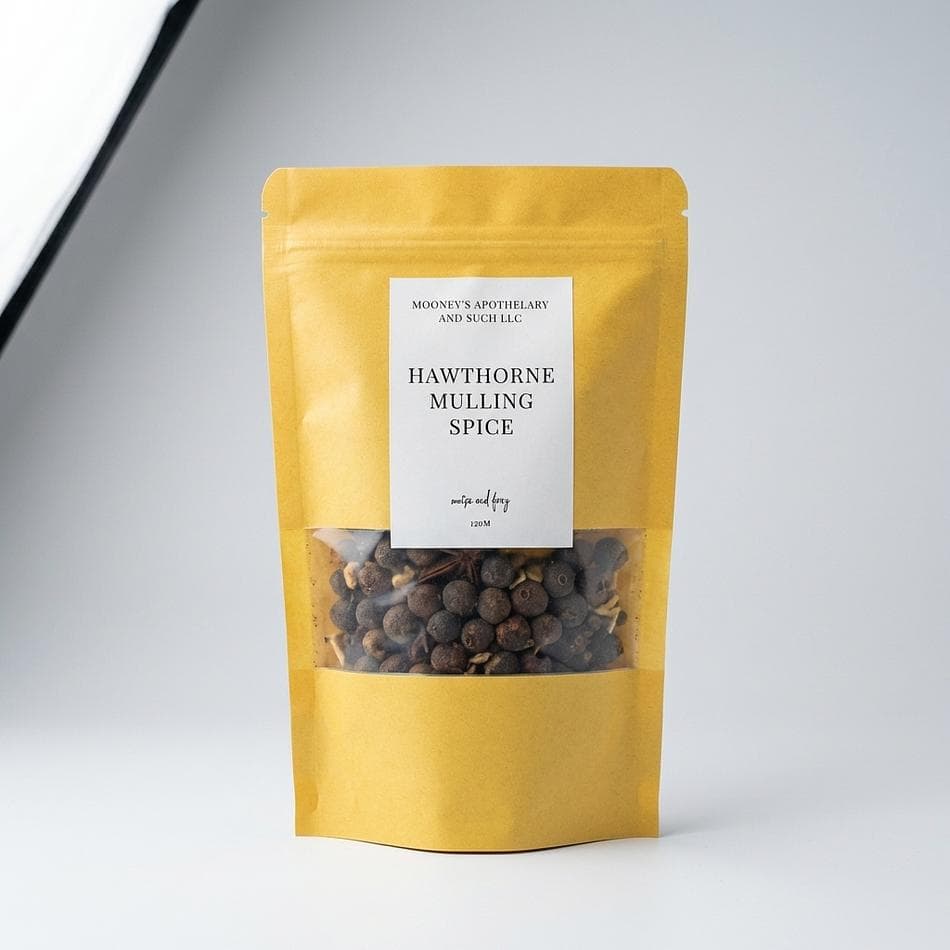 Herbal Mulling Spices, Hawthorn Berry & Orange Peel, Warming Mulled Cider/Wine Blend, 4.5 oz Jar