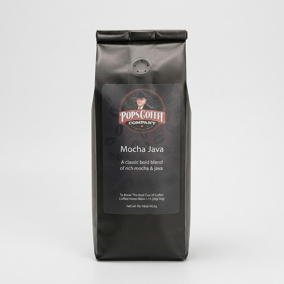Mocha Java Coffee Blend, Air-Roasted, Smooth Chocolate Notes, 1 lb Bag, Whole Bean or Ground