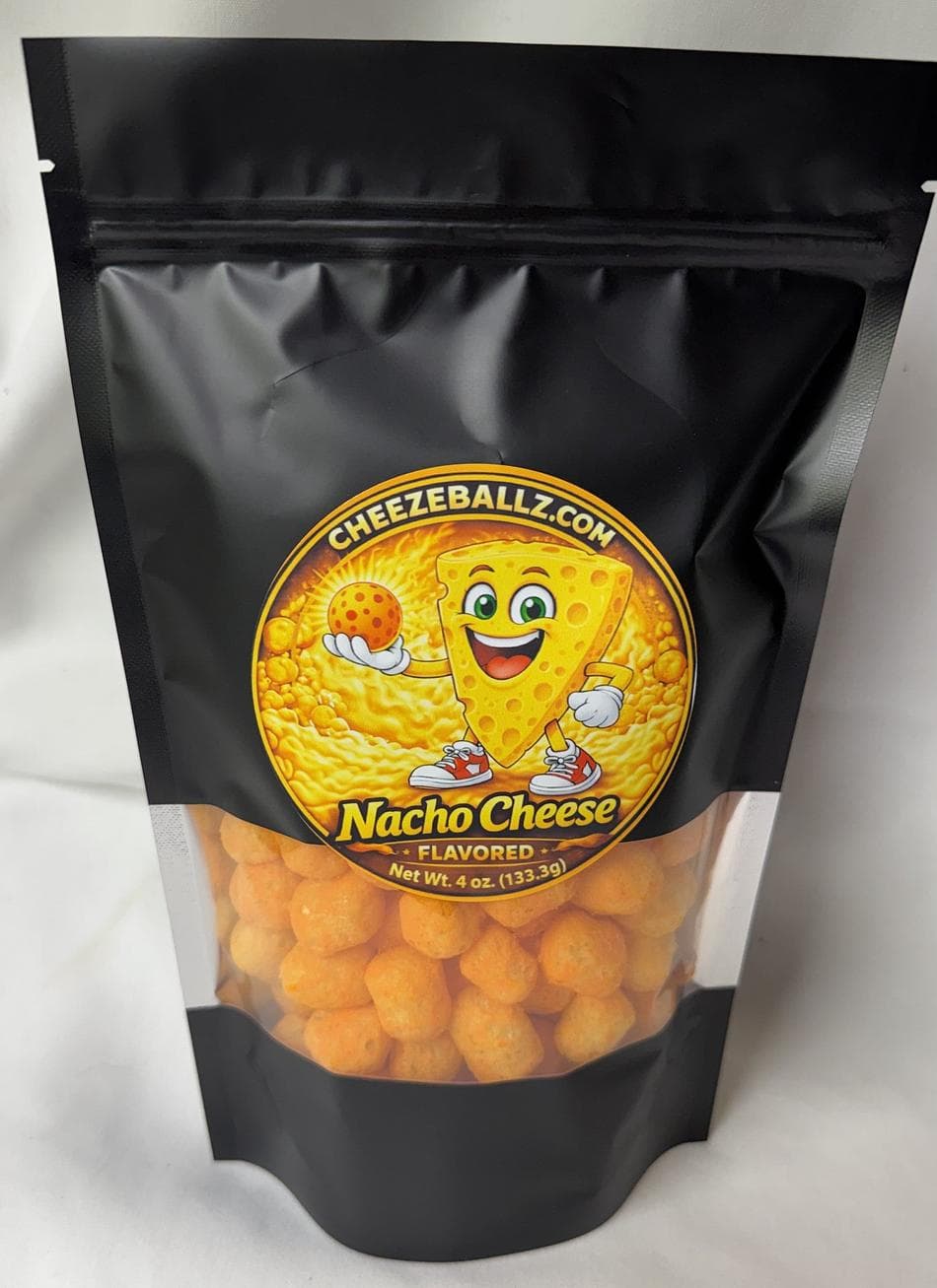 Nacho Cheese Cheese Balls, Gluten-Free Crunchy Corn Puffs, Bold Cheesy Snack, Resealable Pouch, 4 oz