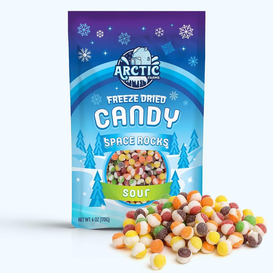 Freeze-Dried Space Rocks, Sour, Ultra-Crunchy, Flavor-Bursting Fruity Bites, Large Resealable Bag (6 oz)