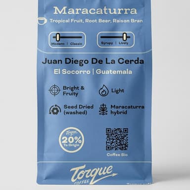 Washed Guatemala Maracaturra Coffee Beans, El Socorro (Juan Diego de la Cerda), Tropical Fruit & Floral, Medium Roast, 12oz