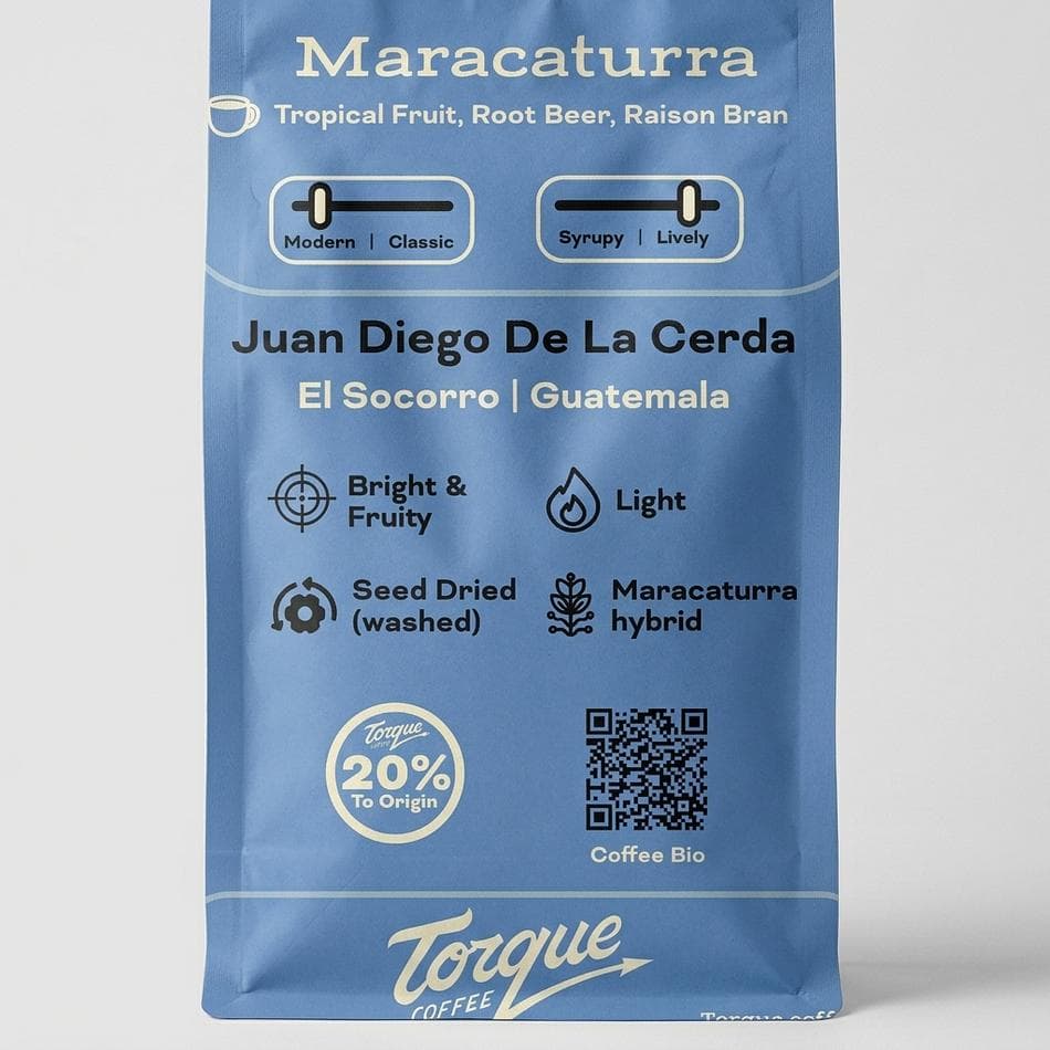 Washed Guatemala Maracaturra Coffee Beans, El Socorro (Juan Diego de la Cerda), Tropical Fruit & Floral, Medium Roast, 12oz