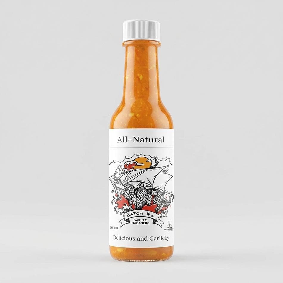 Garlic Habanero Hot Sauce, Habanero Peppers & Roasted Garlic, Bold Heat + Tang, Gluten-Free, 1 Bottle