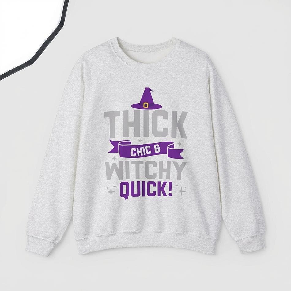 Halloween Crewneck Sweatshirt, Cotton-Poly Blend, Witchy Chic Graphic, Cozy Classic Fit, Sizes S–5XL