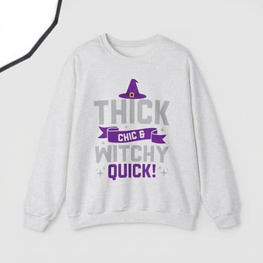 Halloween Crewneck Sweatshirt, Cotton-Poly Blend, Witchy Chic Graphic, Cozy Classic Fit, Sizes S–5XL