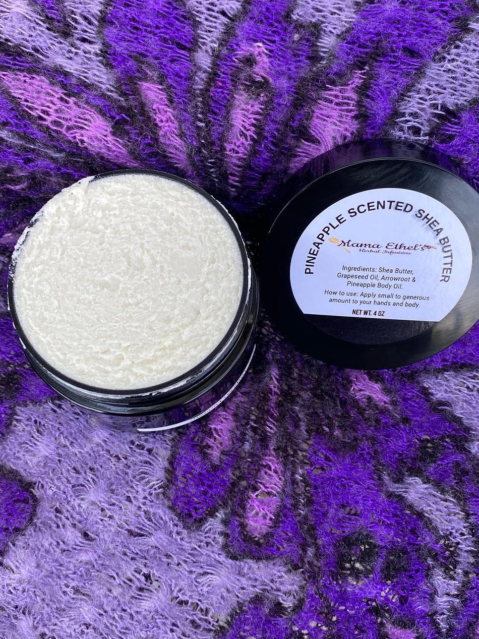 Scented White Shea Butter, Pineapple Fragrance, Deep Moisture for Dry Skin, White Label Body Butter 4 oz